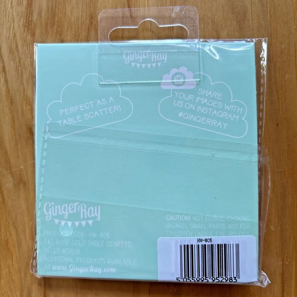 Ginger Ray Table Confetti Baby Shower 'Hello World' Rose Gold Foiled Lot of 5